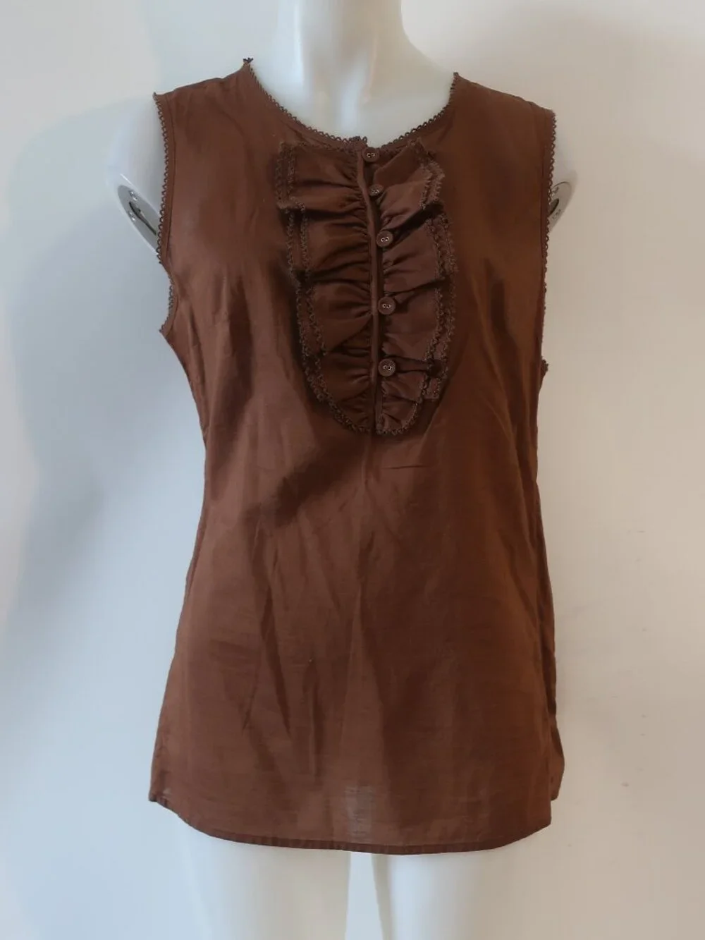 NWT Women Tori Burch Brown (Item- 17) Cotton Sleeveless Rachel Top 12
